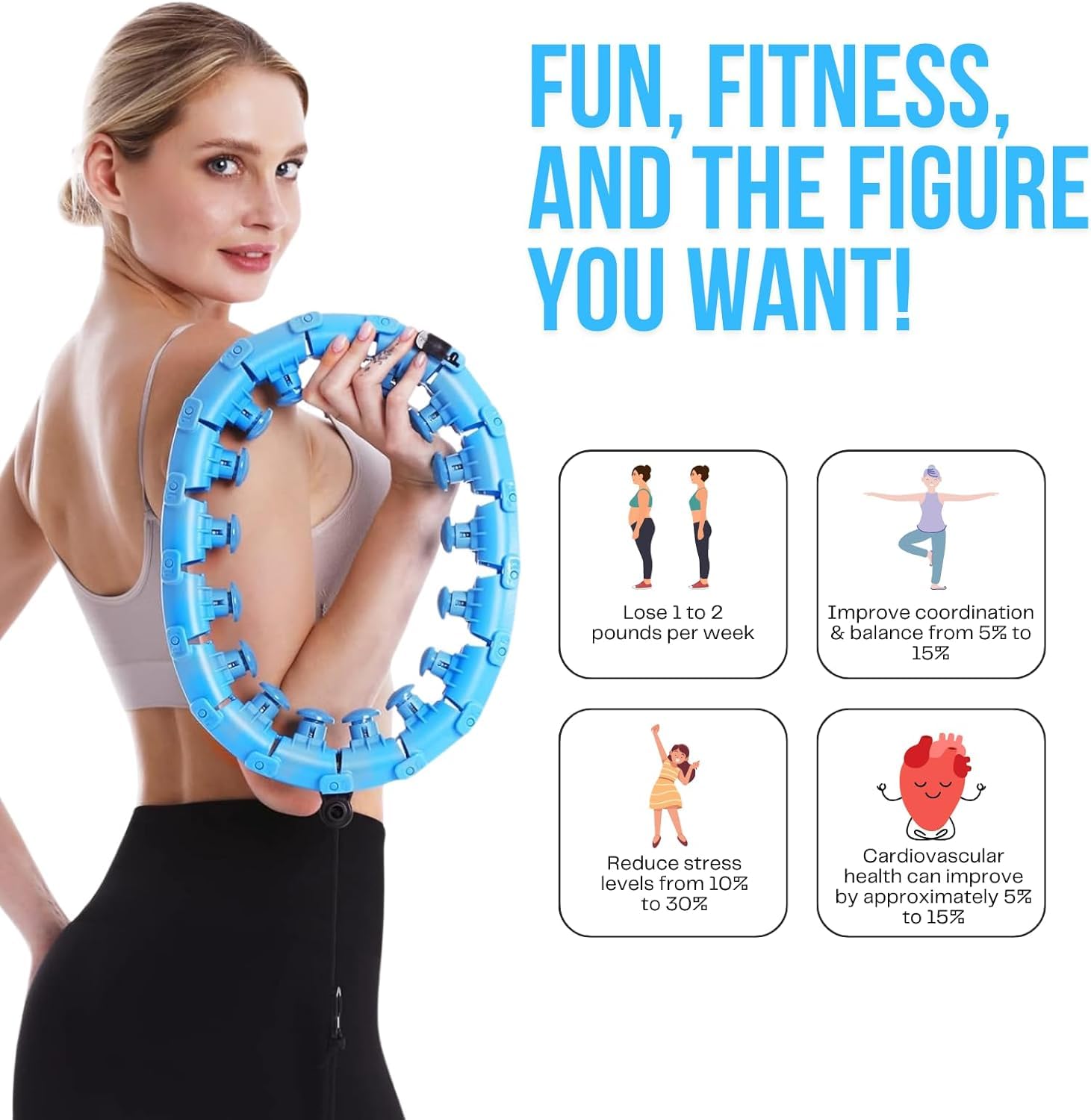 Smart Infinity Heavy Duty Hula Hoop for Adults Weight Loss/Exercise - 360 Degree Waist Fitness - 24 Knots Adjustable Size with Ball - Image 4