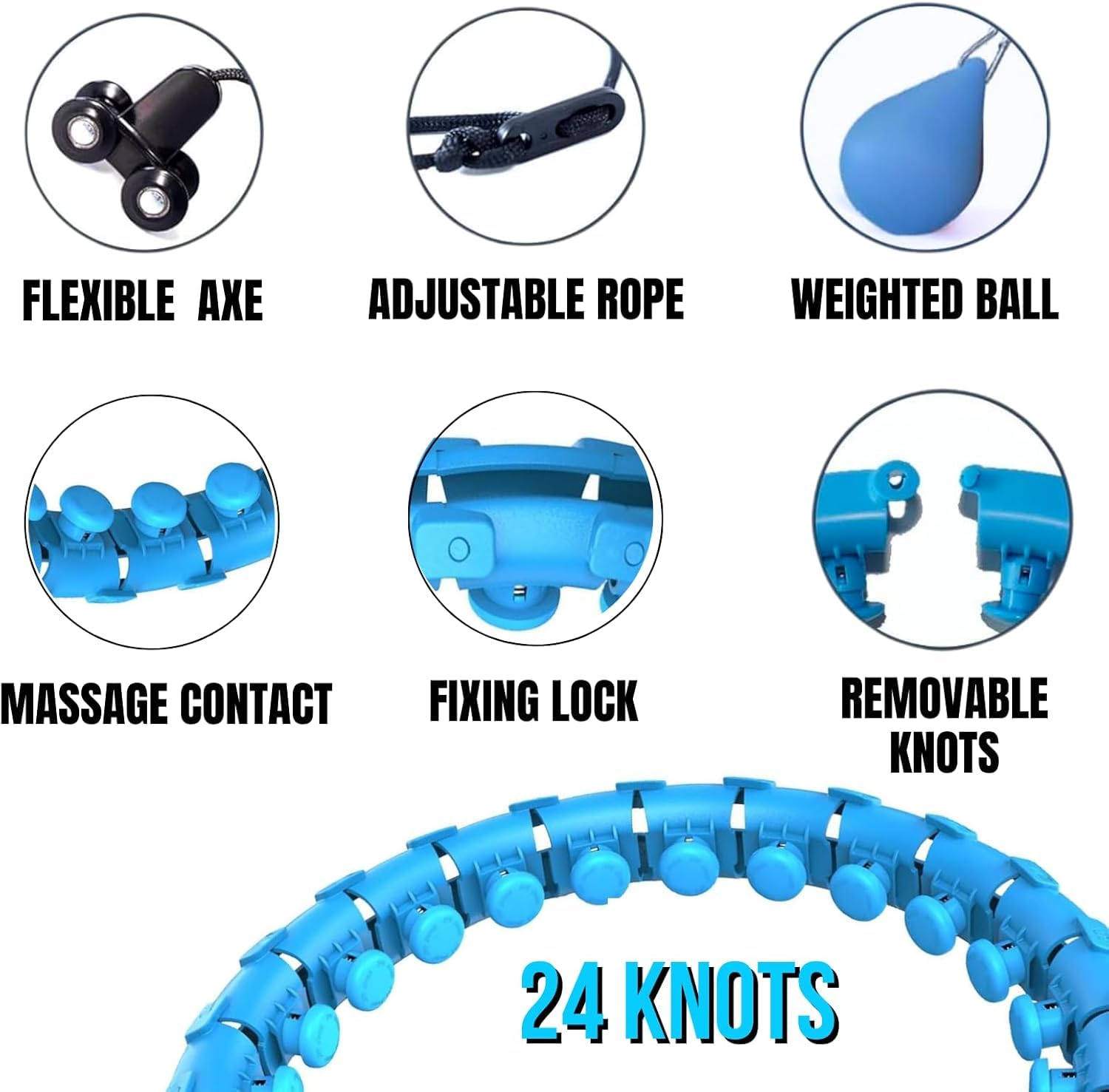 Smart Infinity Heavy Duty Hula Hoop for Adults Weight Loss/Exercise - 360 Degree Waist Fitness - 24 Knots Adjustable Size with Ball - Image 3